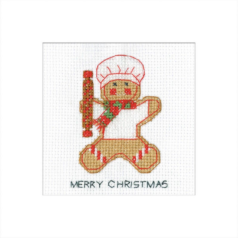 Greeting Card Embroidery Kit - Christmas - Gingerbread - Baker Boy