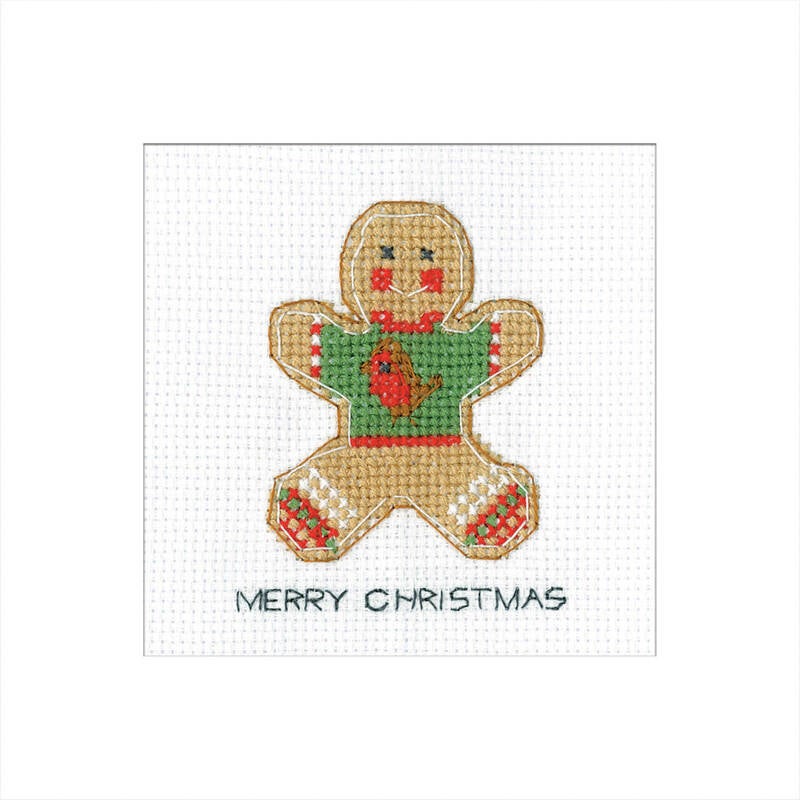 Kit de broderie pour cartes de vœux - Noël - Pain d'épices - Pull de Noël