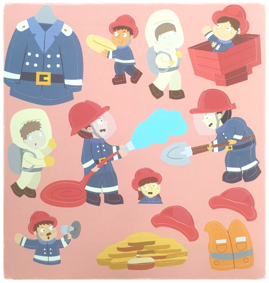 Coller et colorier - Chez les pompiers