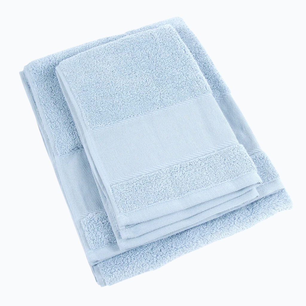 Set Badhanddoeken Met Borduurstrook - Cloud Blue