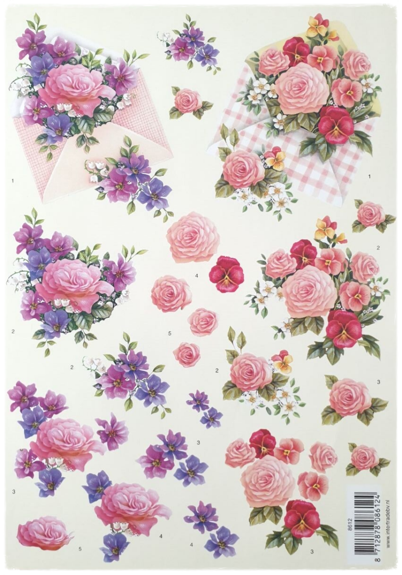 3D Knipvel - Bloemen in Envelop - 8612