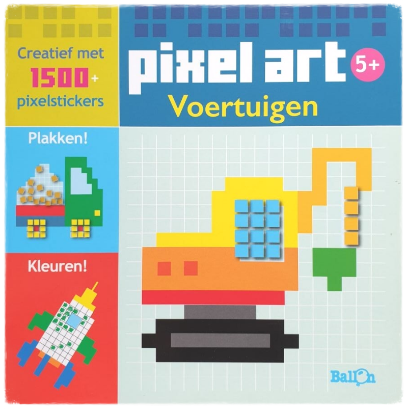Stickerboek - Pixel Art - Voertuigen