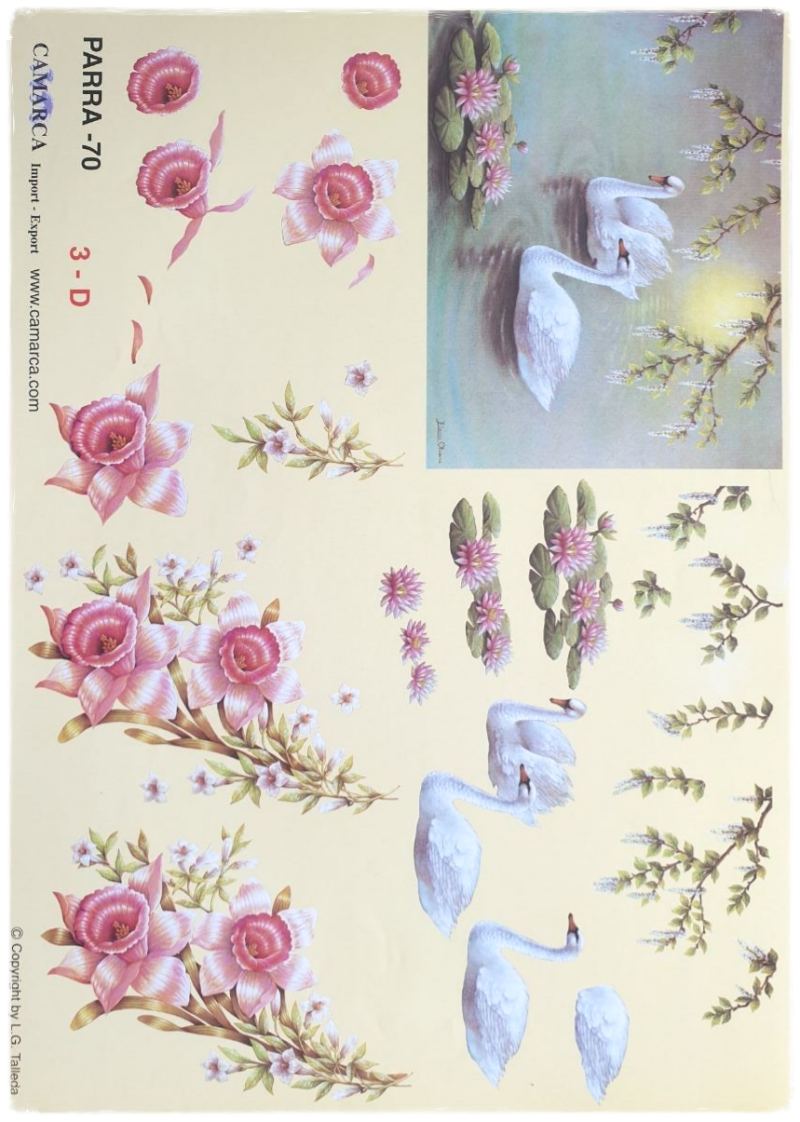 3D Cutting Sheet - Swans and Flowers in the Pond - Parra 70