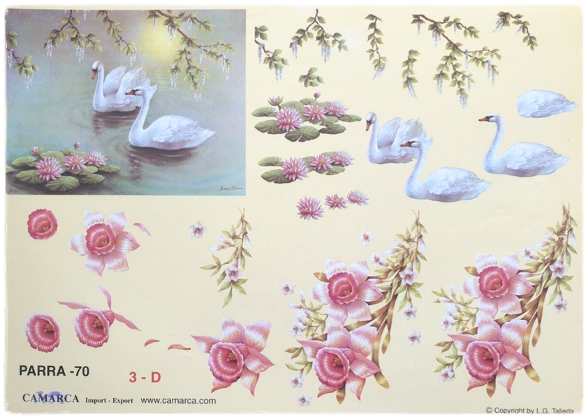 3D Knipvel - Zwanen en Bloemen in de Vijver - Parra 70