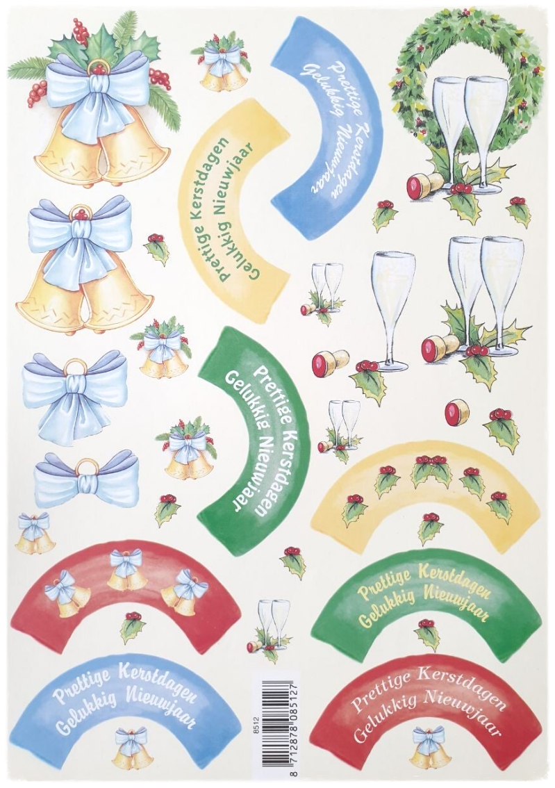 3D Knipvel - Kerst en Nieuwjaar: Wensen, Klokken en Glazen - 8512