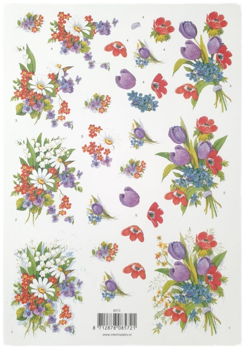 3D Knipvel - Boeket Bloemen - 8572