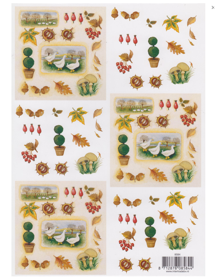 3D Knipvel - Herfst met Ganzen en Planten - 8584