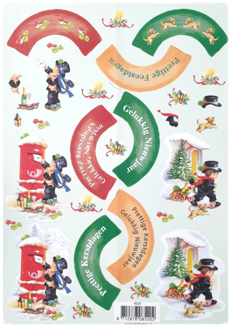 3D Knipvel - Kerst en Nieuwjaar: Vintage Kerst Wensen - 8520