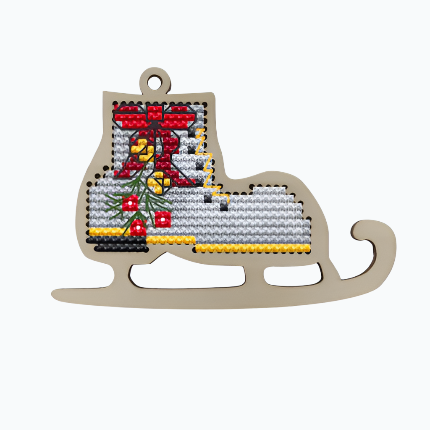 Embroidery kit Christmas tree hanger - Grey Christmas Skate