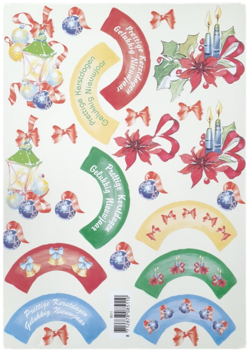 3D Knipvel - Kerst en Nieuwjaar: Wensen en Kerstballen - 8511