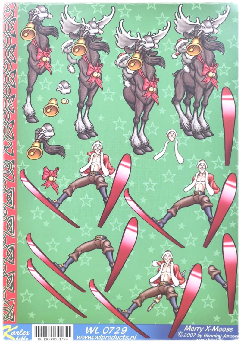 3D Knipvel - Kerstmis - Merry X-Moose 0729
