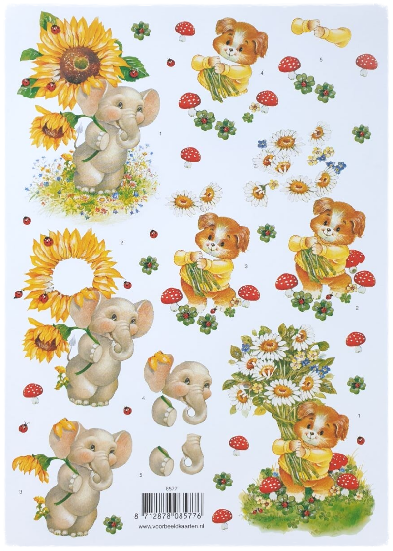 3D Knipvel - Dieren met Bloemen - 8577