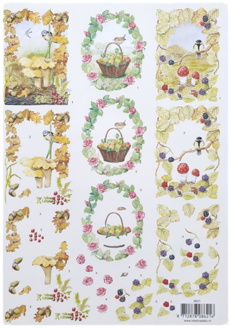 3D Knipvel - Herfst Tafereel met Vogels - 8621