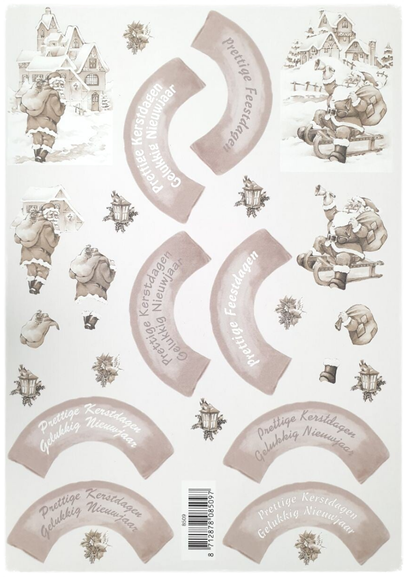 3D Knipvel - Kerst en Nieuwjaar: Wensen en Kerstman - 8509