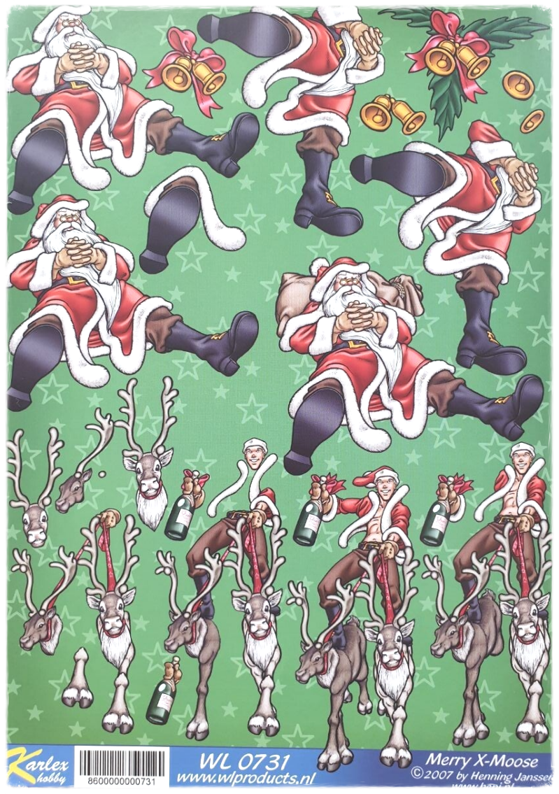 3D Knipvel - Kerstmis - Merry X-Moose 0731