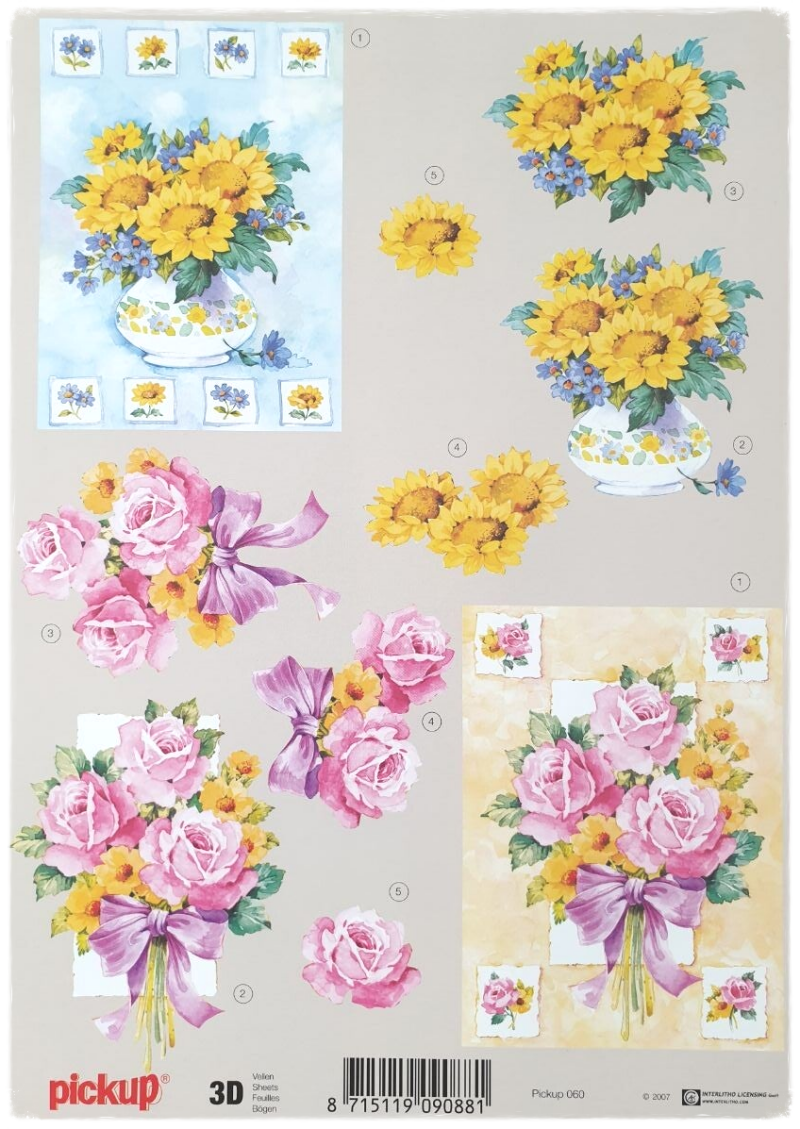3D Knipvel - Bloemen met Strik en Vaas - 060