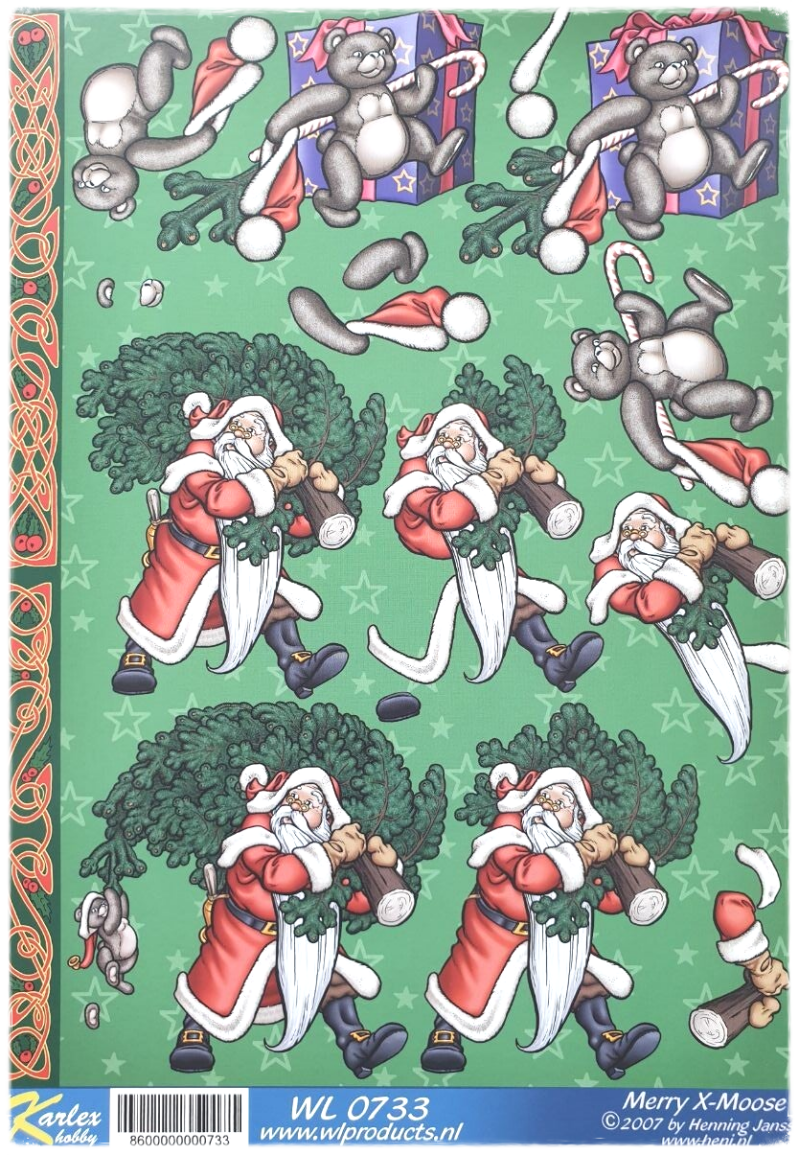 3D Knipvel - Kerstmis - Merry X-Moose 0733