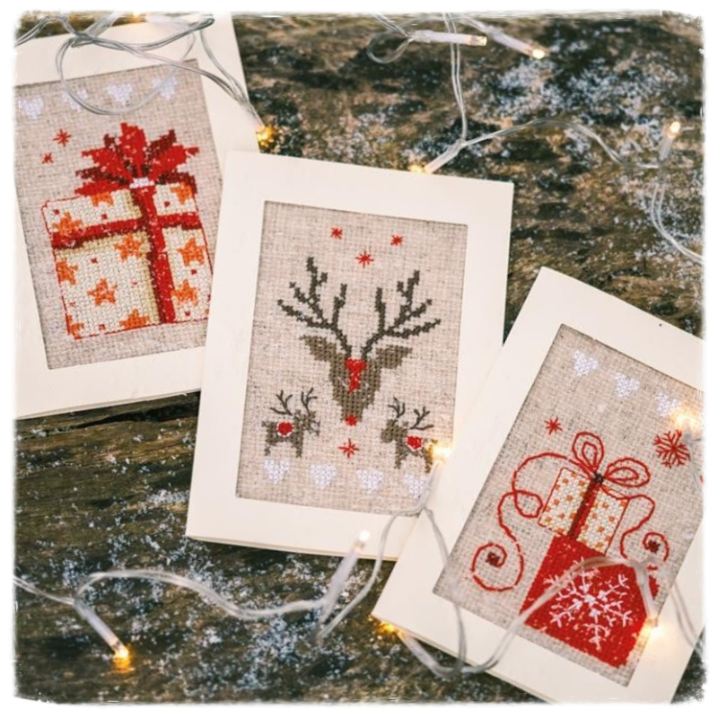 Greeting Card Embroidery Kit - Christmas Figures - Set of 3