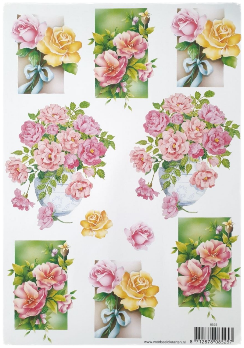 3D Knipvel - Bloemen in Boeket en Vaas - 8525