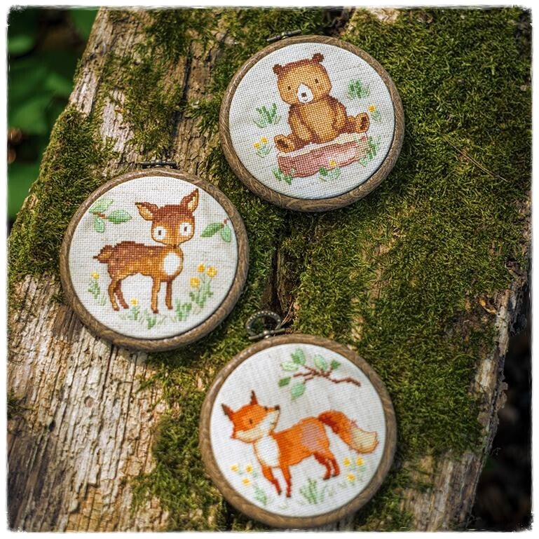 Borduurpakket - Miniatuur Kit Bosdieren - Set Van 3