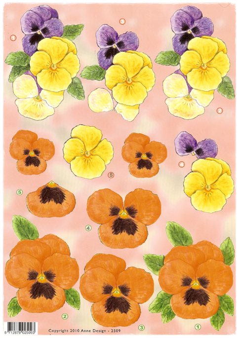 Feuille de découpe 3D - Violettes - 2509