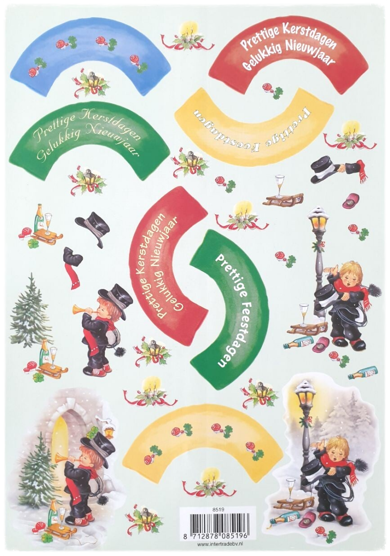 3D Knipvel - Kerst en Nieuwjaar: Vintage Kerst Wensen - 8519