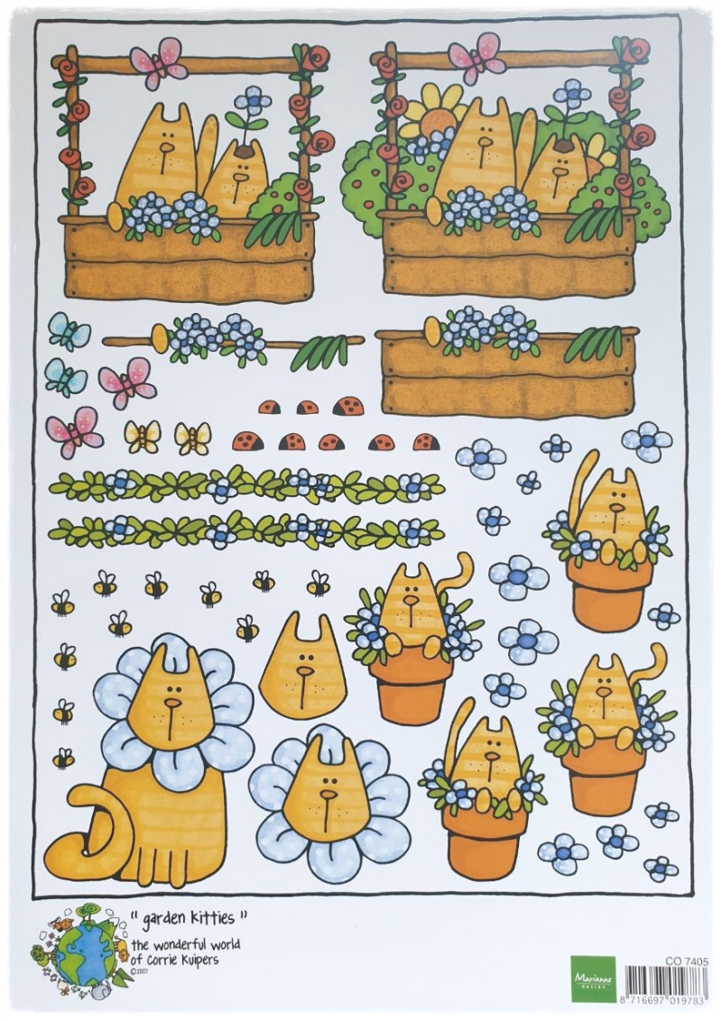 3D Knipvel - Garden Kitties - CO 7405 (Marianne Design)