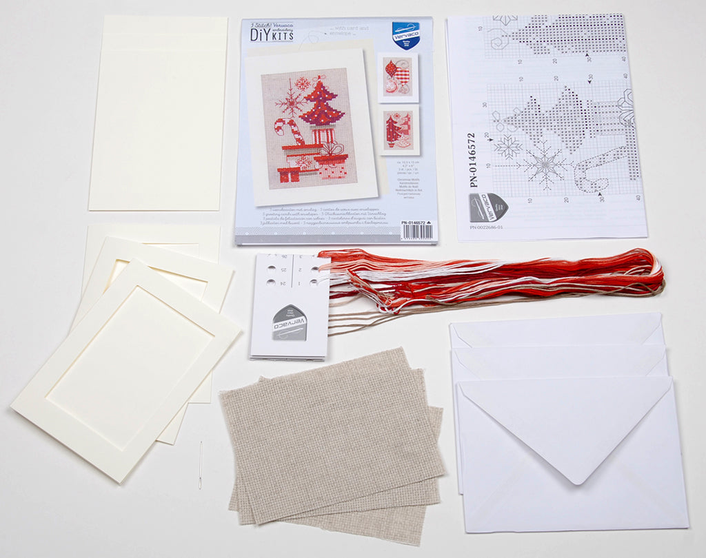 Greeting Card Embroidery Kit - Christmas Motifs - Set of 3 (Vervaco)