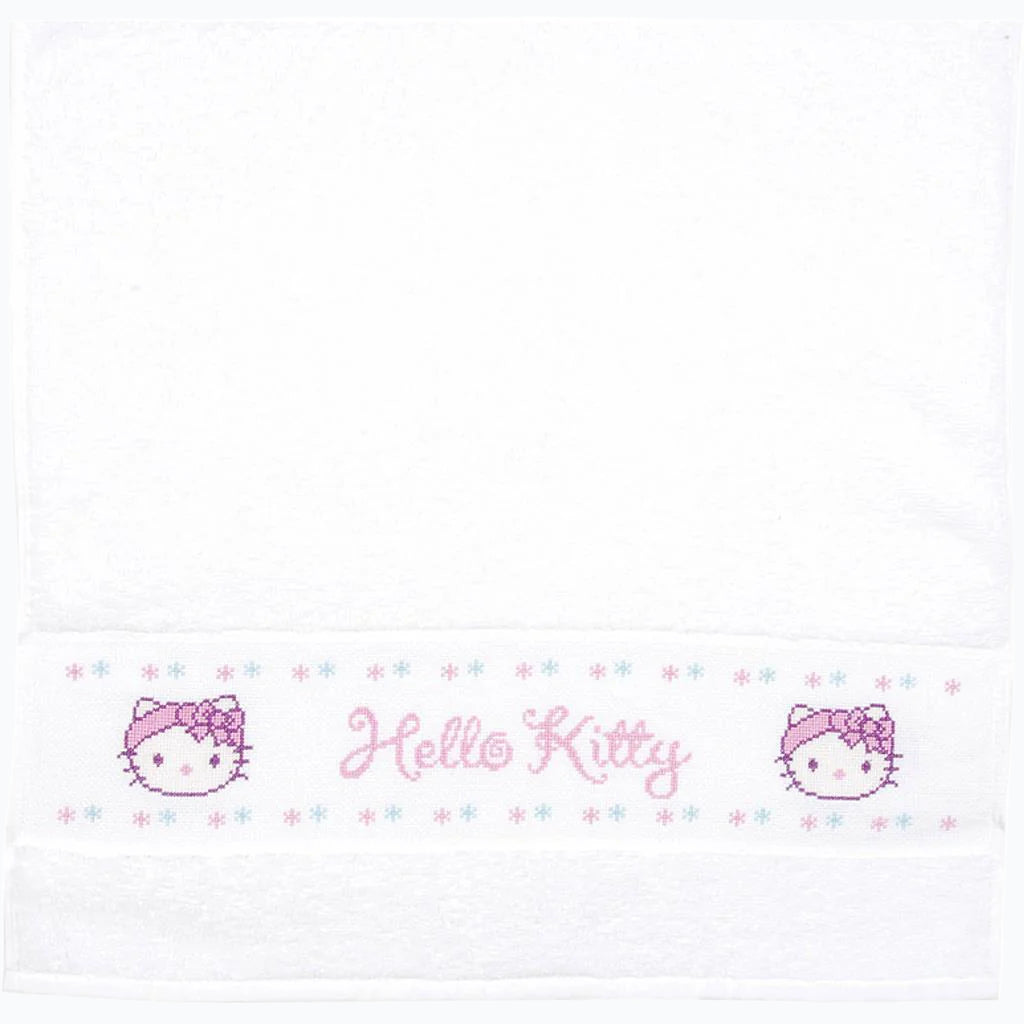 Kit de broderie - Kit de serviettes Hello Kitty dans la salle de bain - 50x100 cm