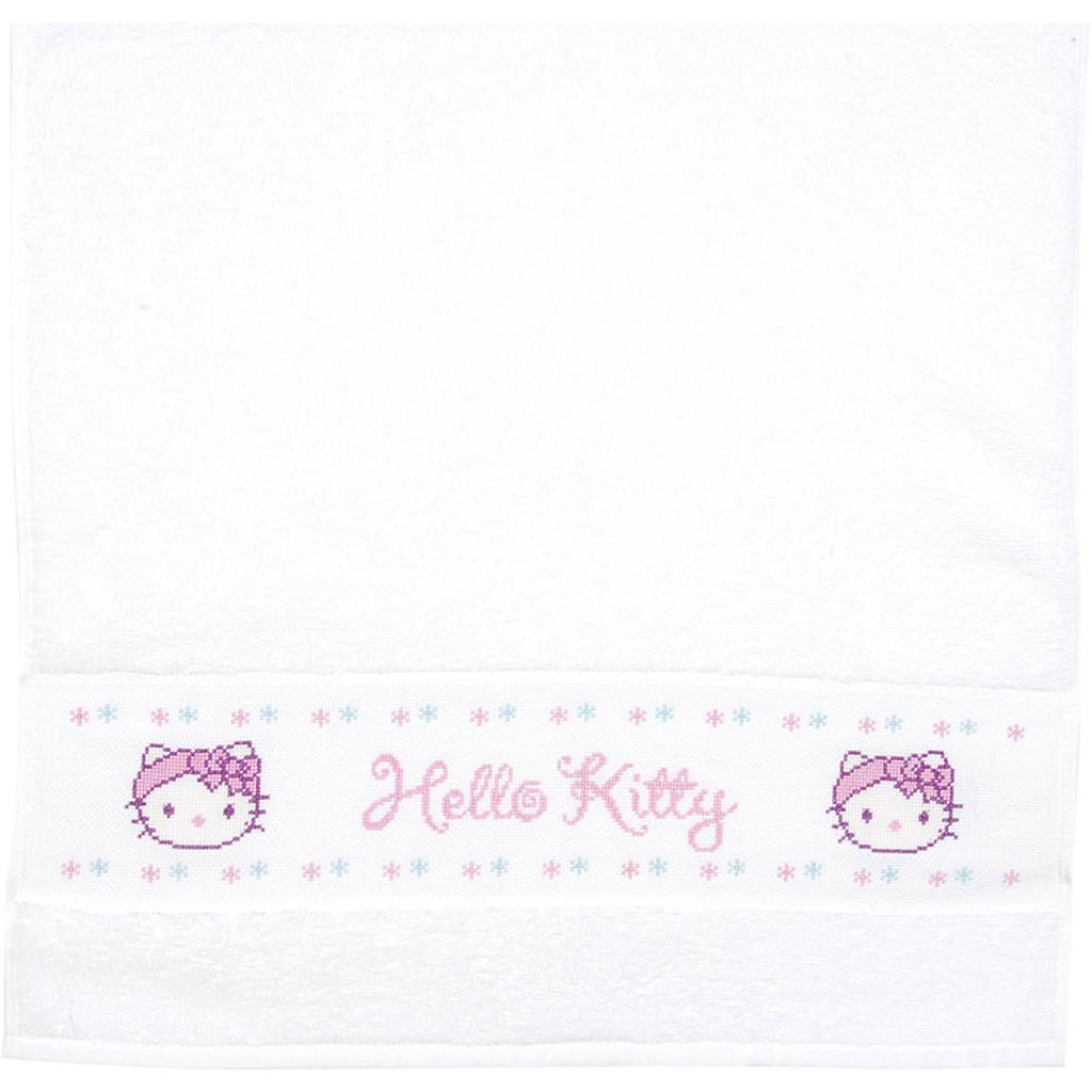Kit de broderie - Kit de serviettes Hello Kitty dans la salle de bain - 50x100 cm