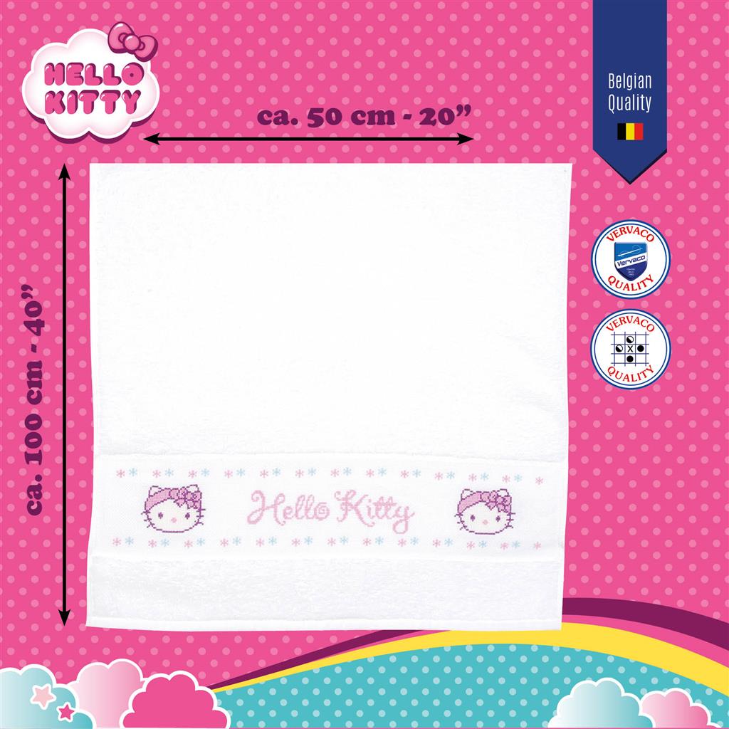 Kit de broderie - Kit de serviettes Hello Kitty dans la salle de bain - 50x100 cm