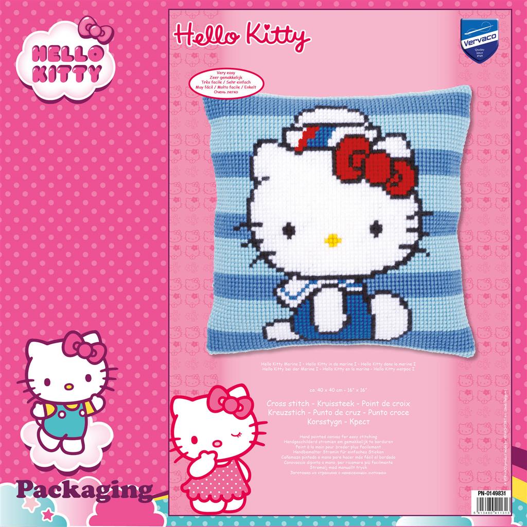 Kussen Borduurpakket - Hello Kitty In Marine PN-0149831
