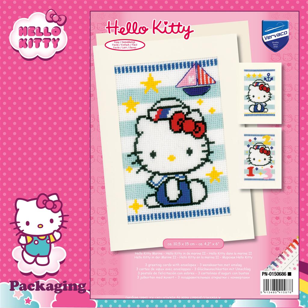 Kit de broderie pour cartes de vœux - Hello Kitty - Lot de 3 PN-0150686
