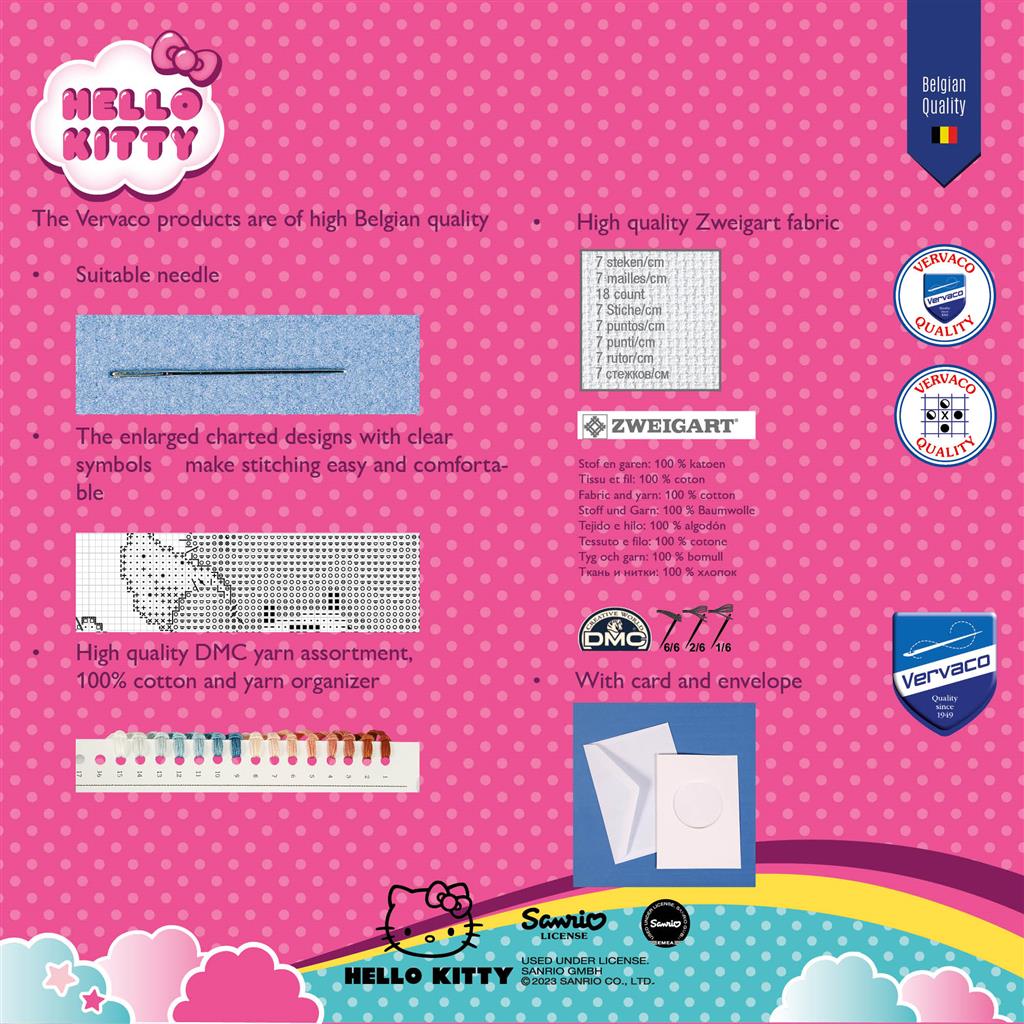 Kit de broderie pour cartes de vœux - Hello Kitty - Lot de 3 PN-0150686