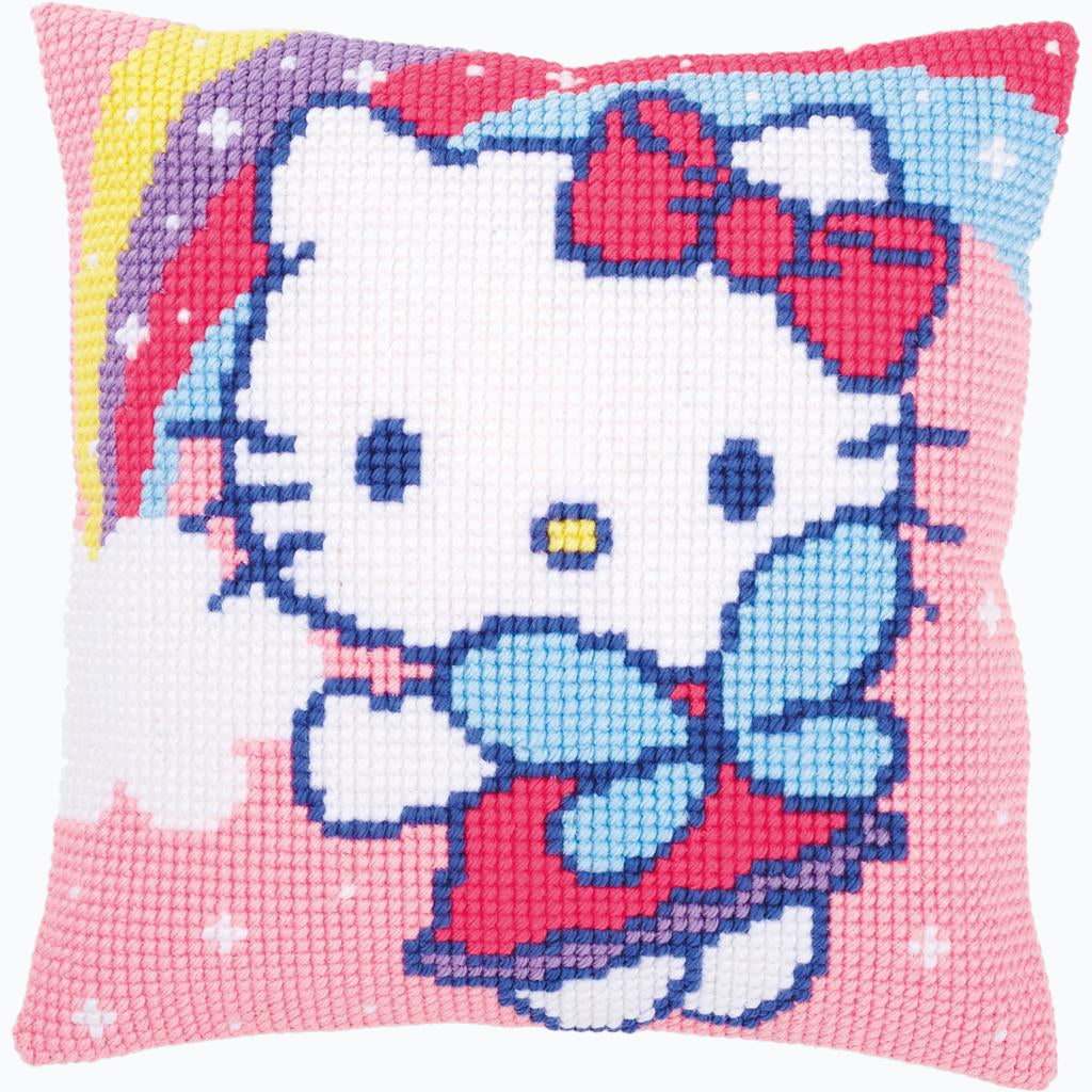 Kussen Borduurpakket - Hello Kitty Met Regenboog PN-0151118
