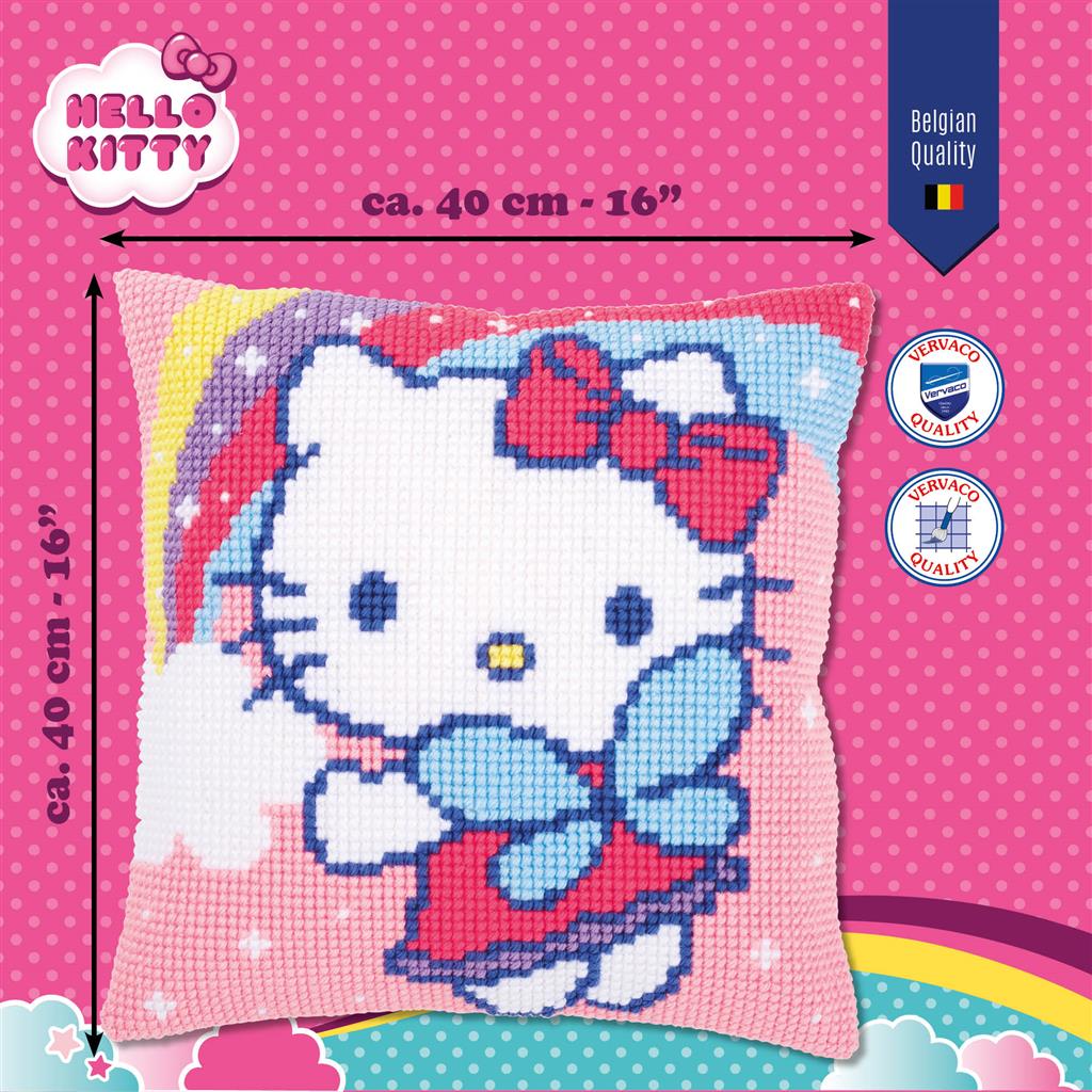 Kussen Borduurpakket - Hello Kitty Met Regenboog PN-0151118