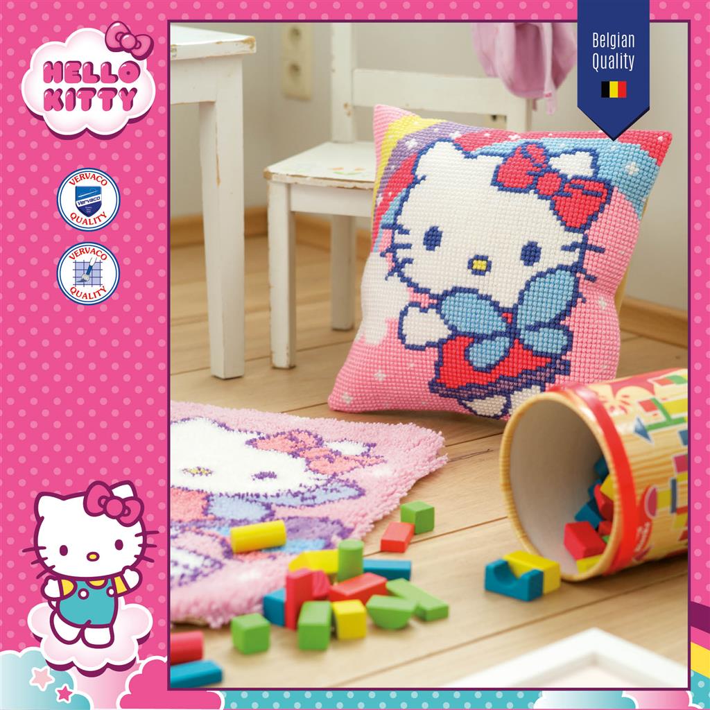 Kussen Borduurpakket - Hello Kitty Met Regenboog PN-0151118
