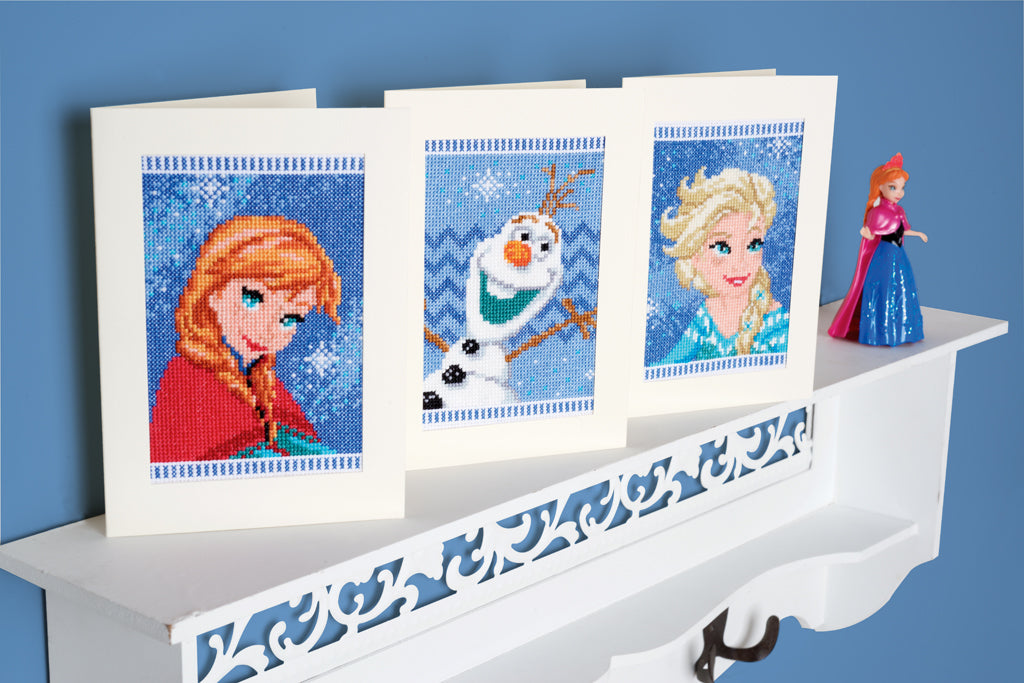 Wenskaart Borduurpakket - Disney Frozen - Elsa, Olaf en Anna - Set Van 3