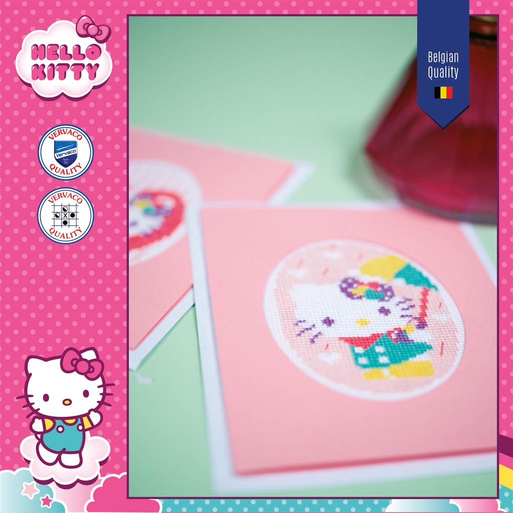 Kit de broderie pour cartes de vœux – Hello Kitty – Lot de 3 pièces PN-0174595