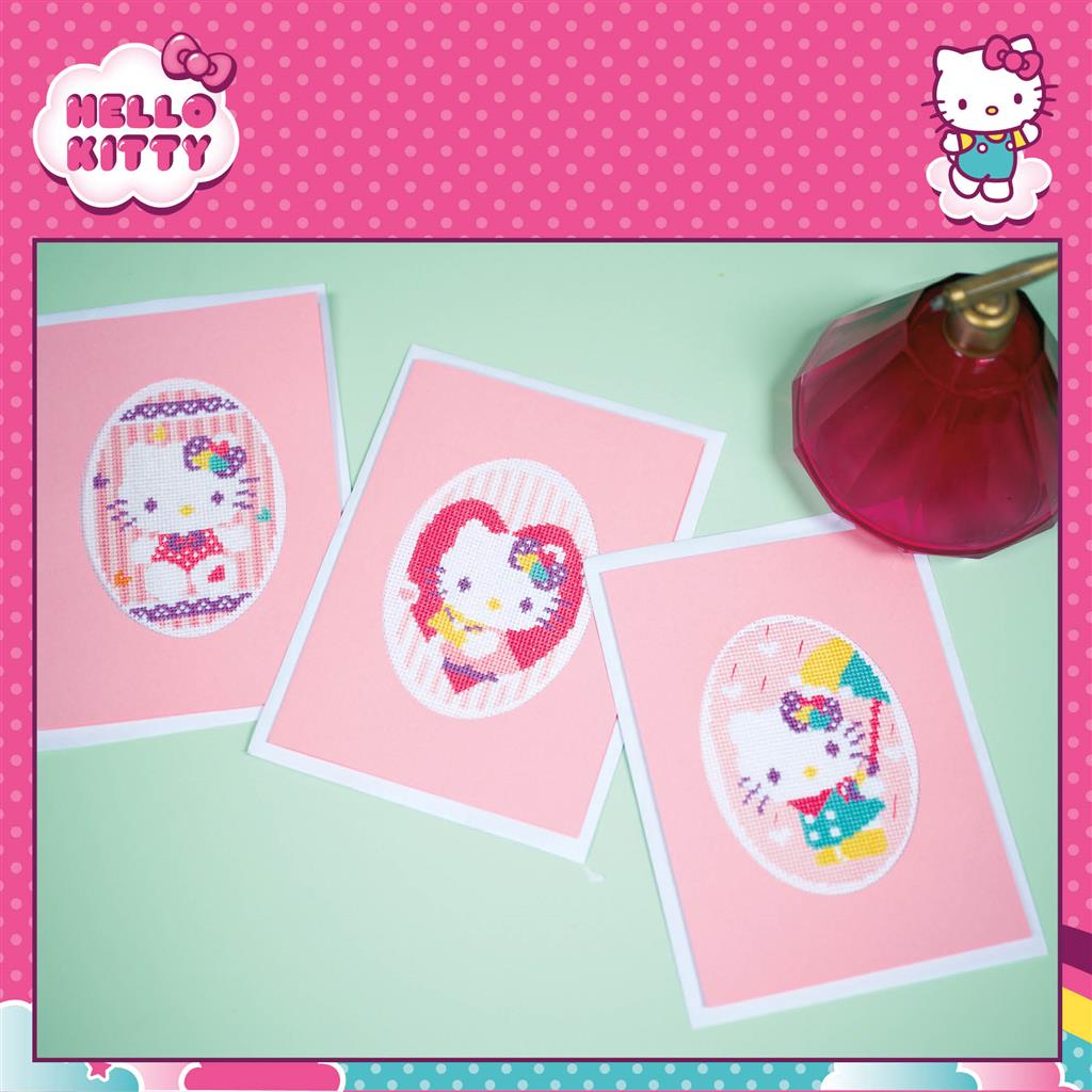 Kit de broderie pour cartes de vœux – Hello Kitty – Lot de 3 pièces PN-0174595