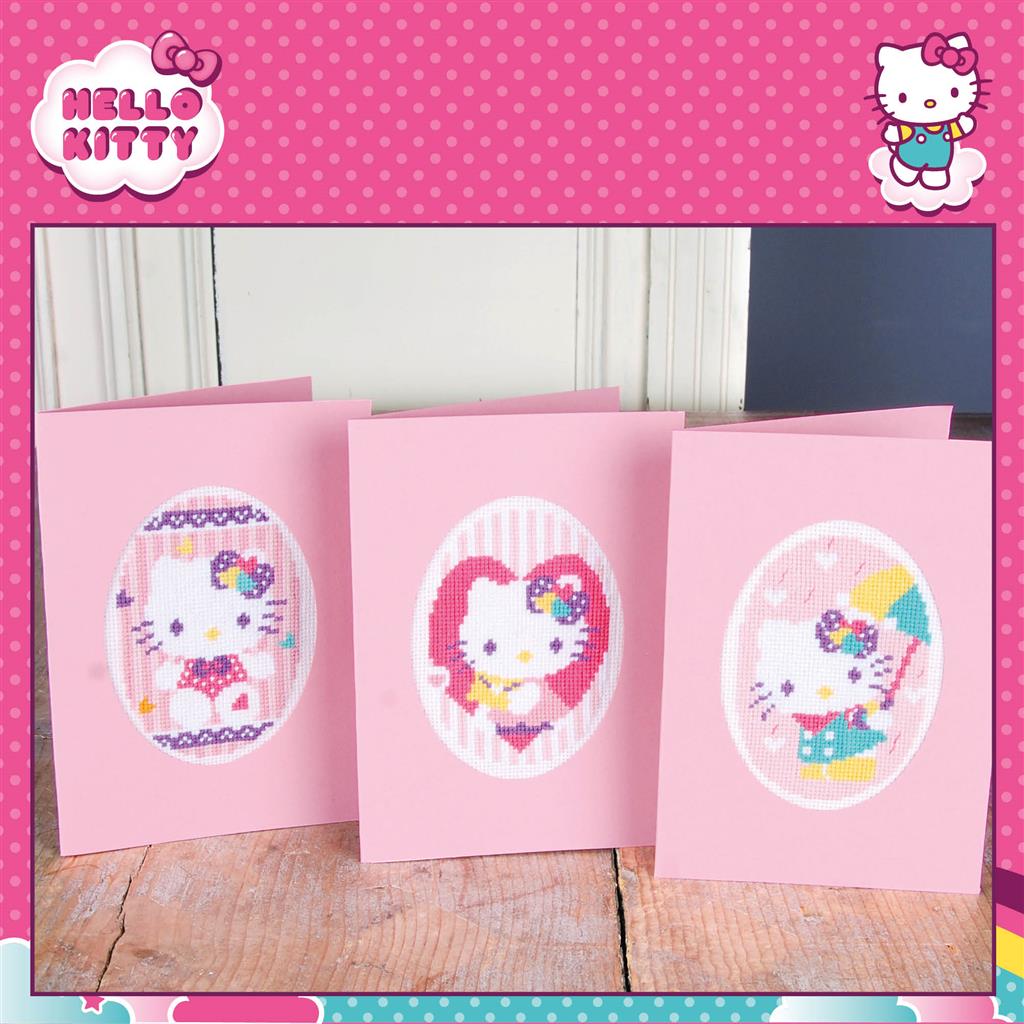 Kit de broderie pour cartes de vœux – Hello Kitty – Lot de 3 pièces PN-0174595