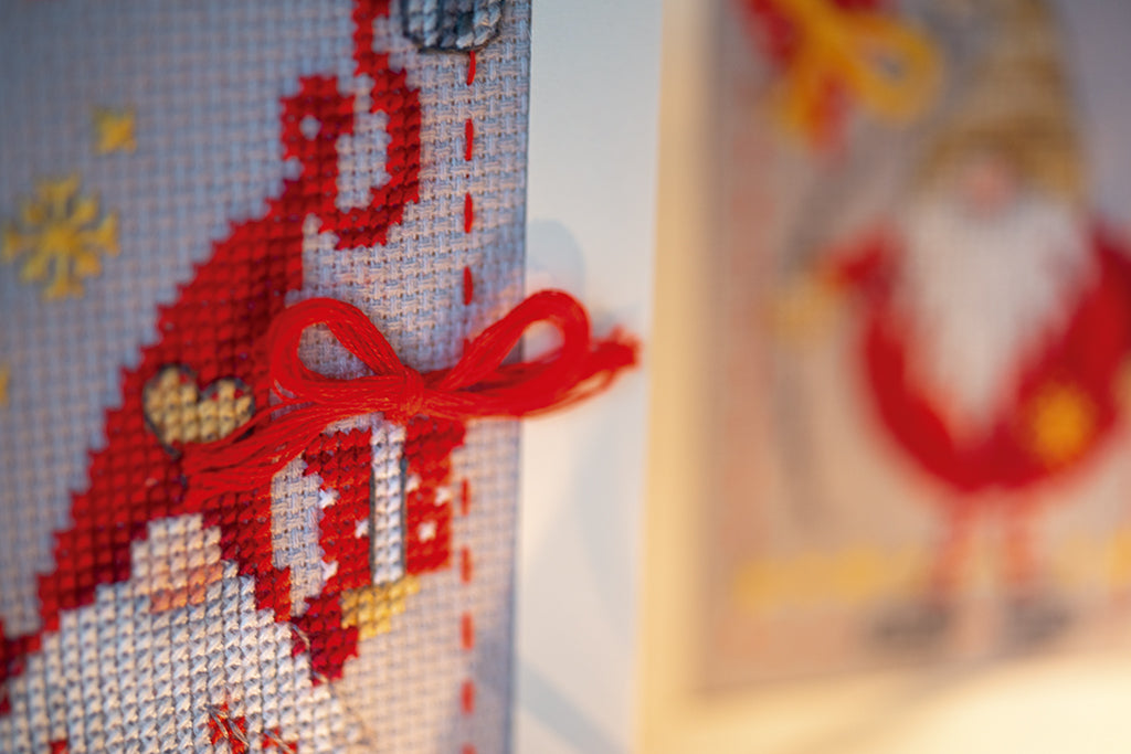 Wenskaart Borduurpakket - Kerstkabouters 2 - Set Van 3