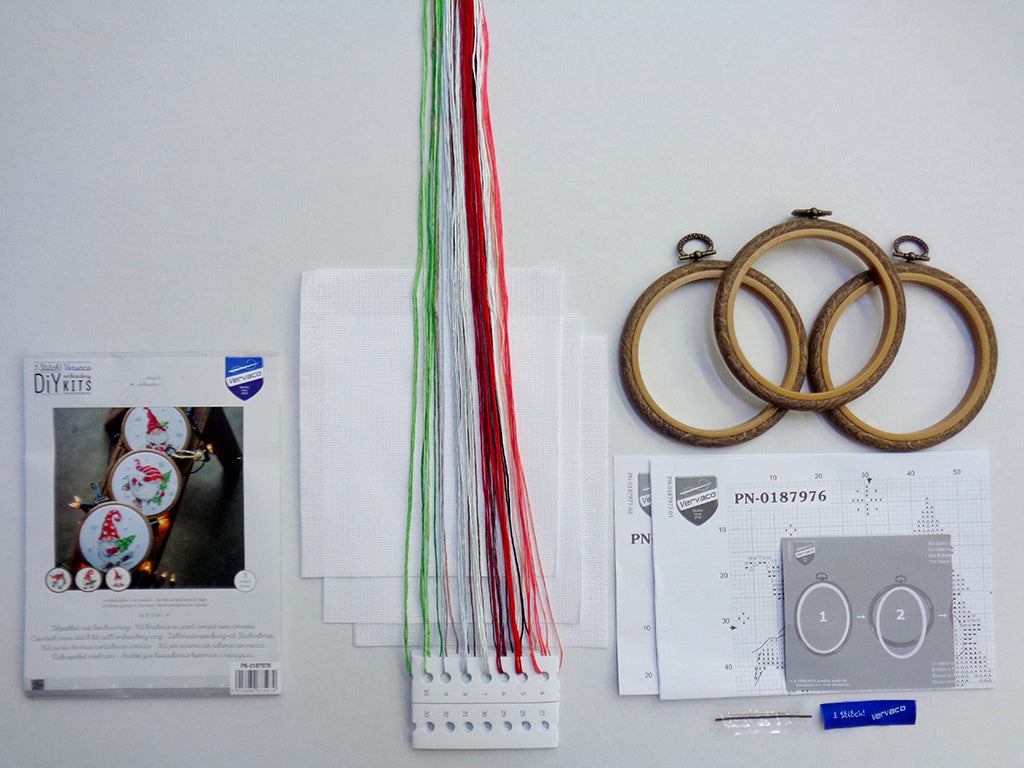 Borduurpakket - Miniatuur Kit Kerstkabouters - Set Van 3