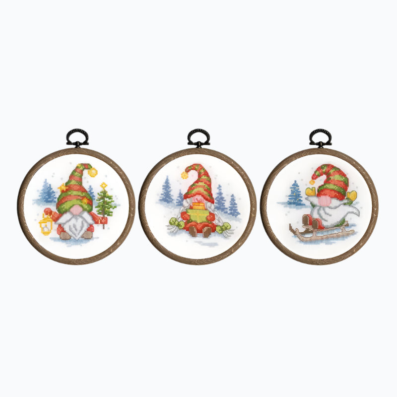 Embroidery Kit - Miniature Kit Gnomes - Set of 3