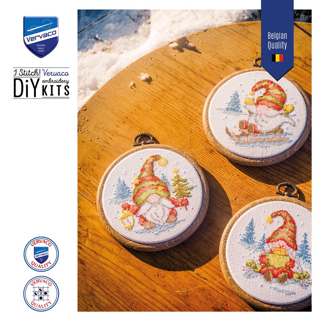 Embroidery Kit - Miniature Kit Gnomes - Set of 3