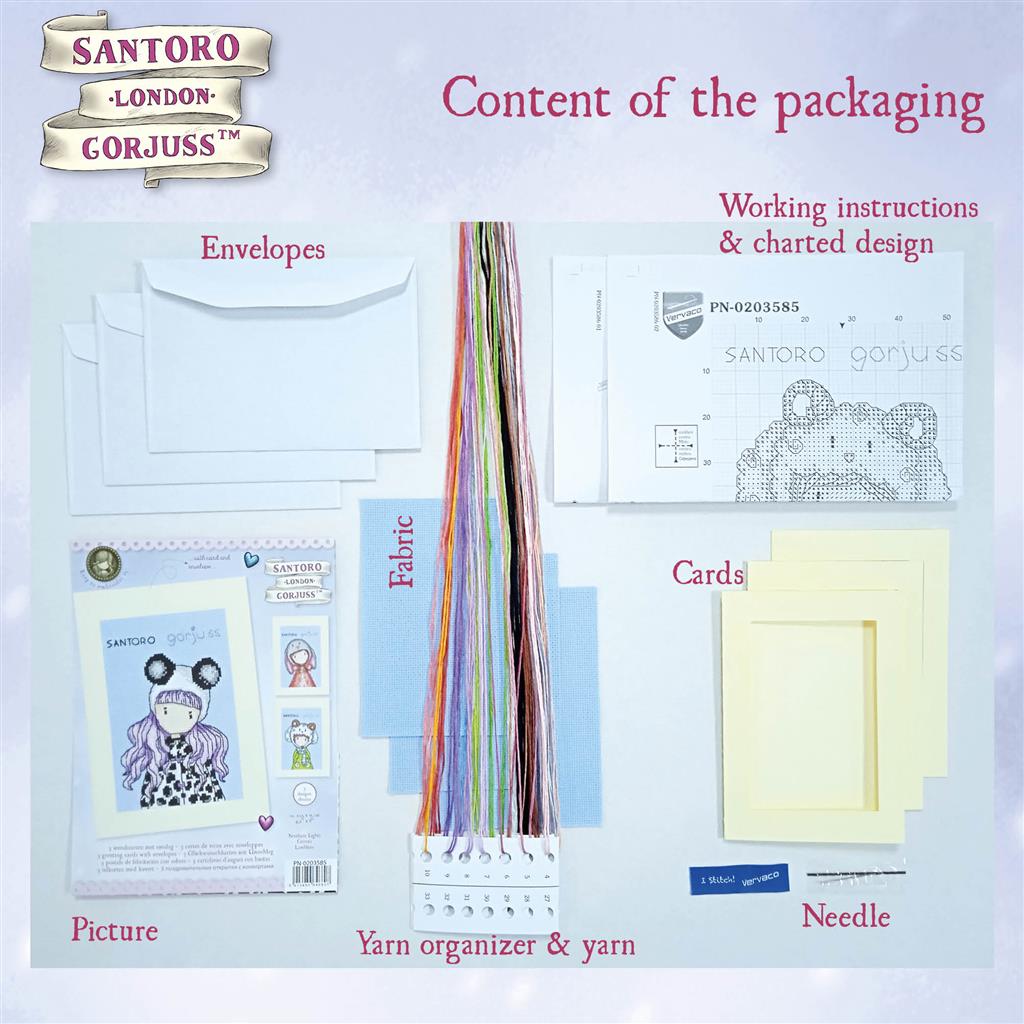 Kit de broderie pour cartes de vœux - Gorjuss - Lot de 3 PN-0203585