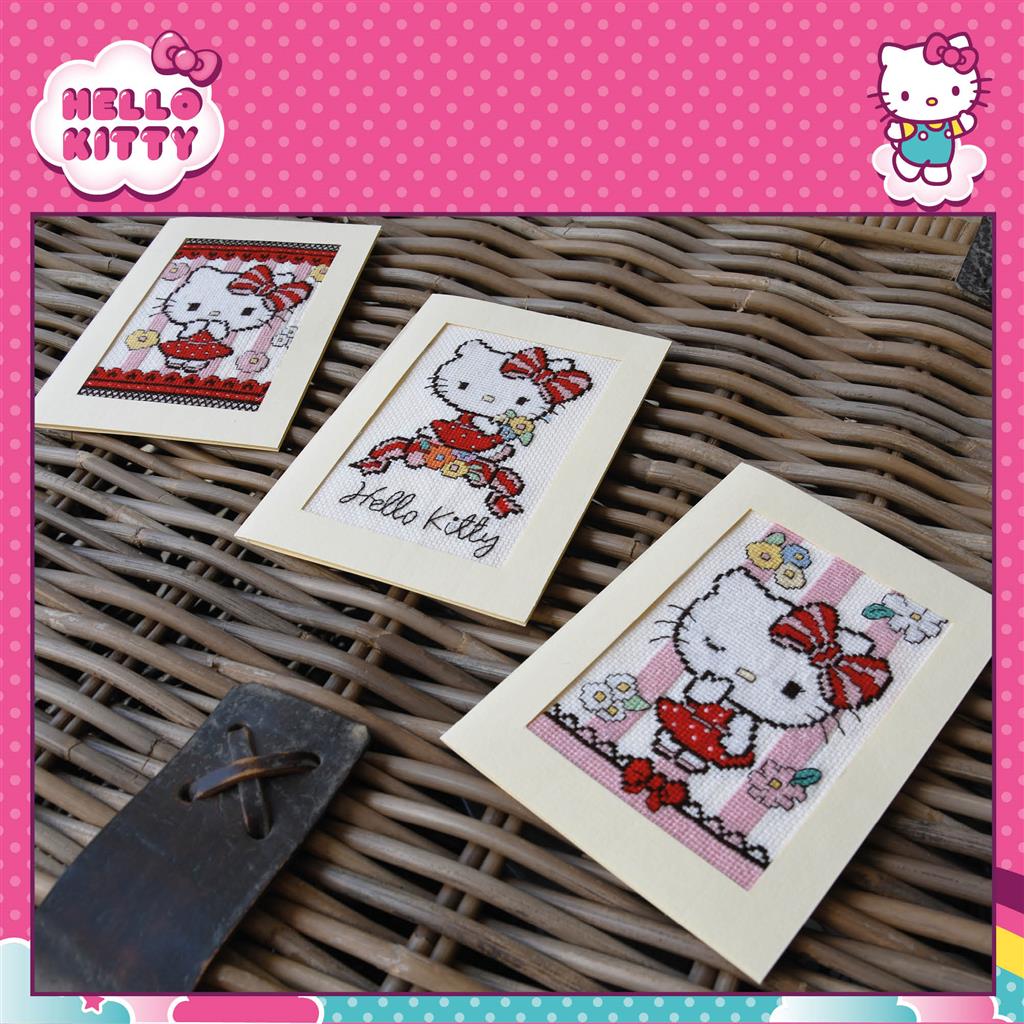Greeting Card Embroidery Kit - Hello Kitty Flower Cuteness - Set of 3 PN-0205310