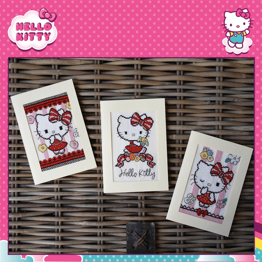 Greeting Card Embroidery Kit - Hello Kitty Flower Cuteness - Set of 3 PN-0205310