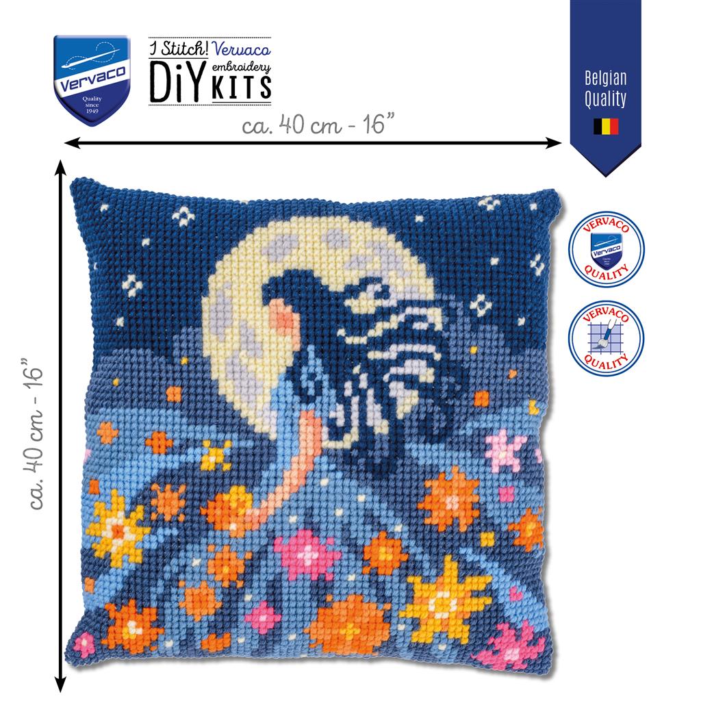 Cushion Embroidery Kit - Girl With The Moon PN-0212136