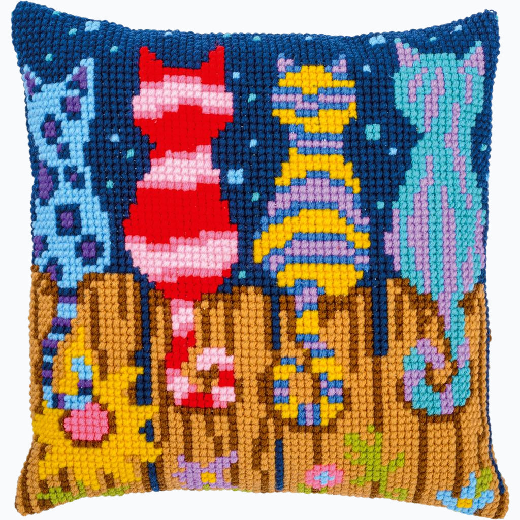 Cushion Embroidery Kit - Cats On Fence PN-0223935